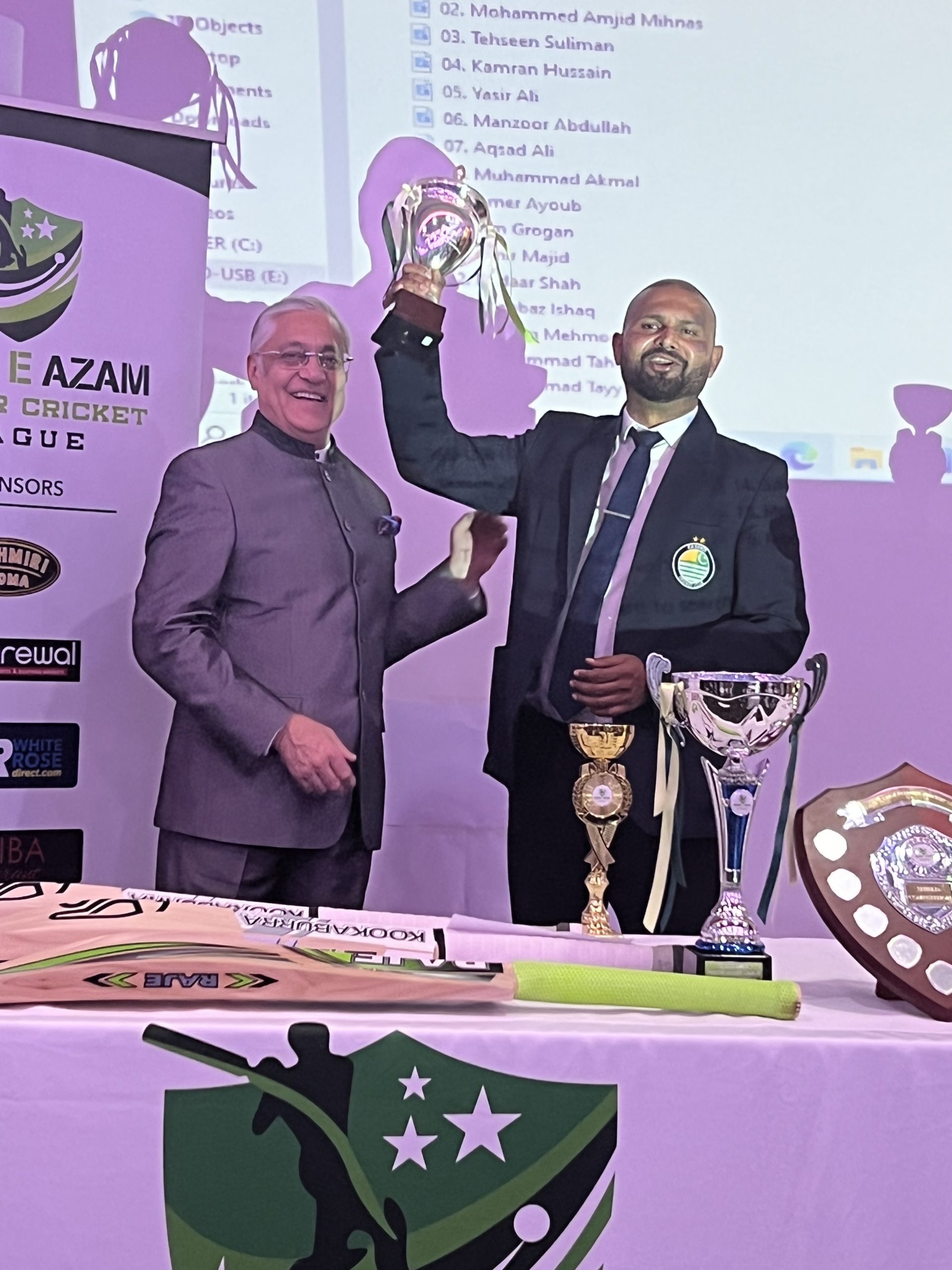 Armaan Hussain collecting T100 Champions Trophy Season 2022
