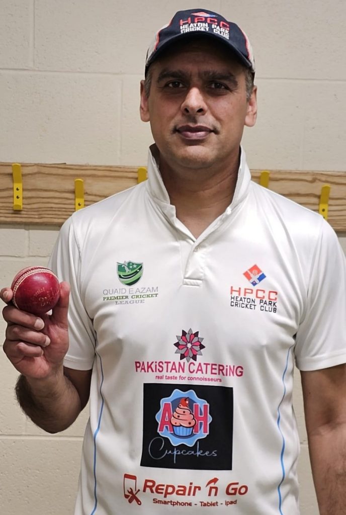 Majid Hussain Heaton Park CC 4 wickets for 11 runs