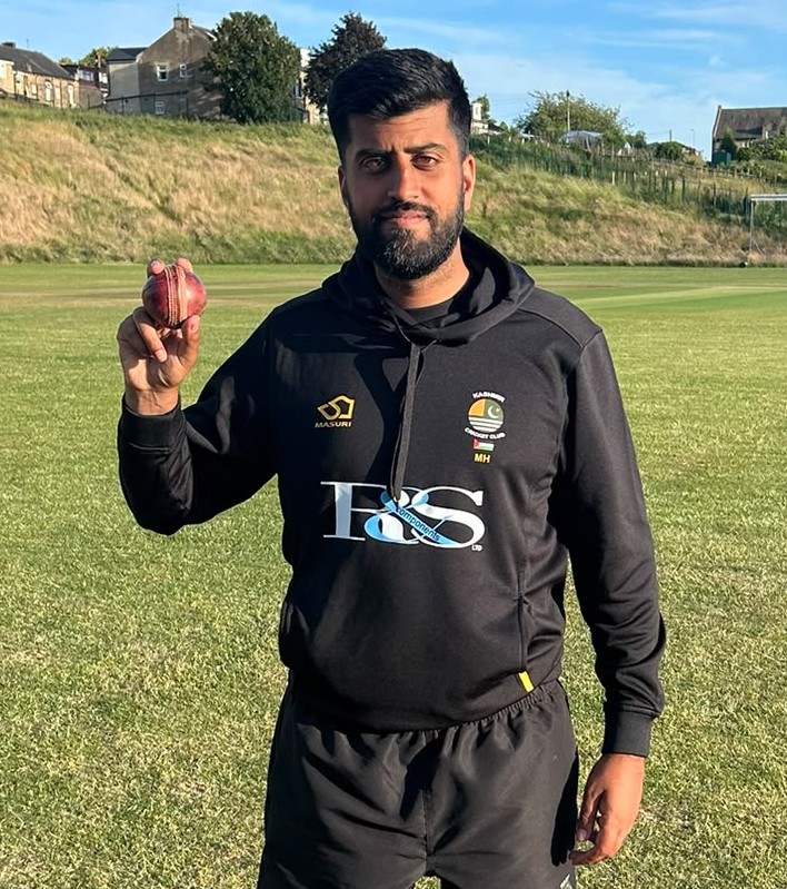 Moin Hussain 4 for 39 off 9 Kashmir Dewsbury