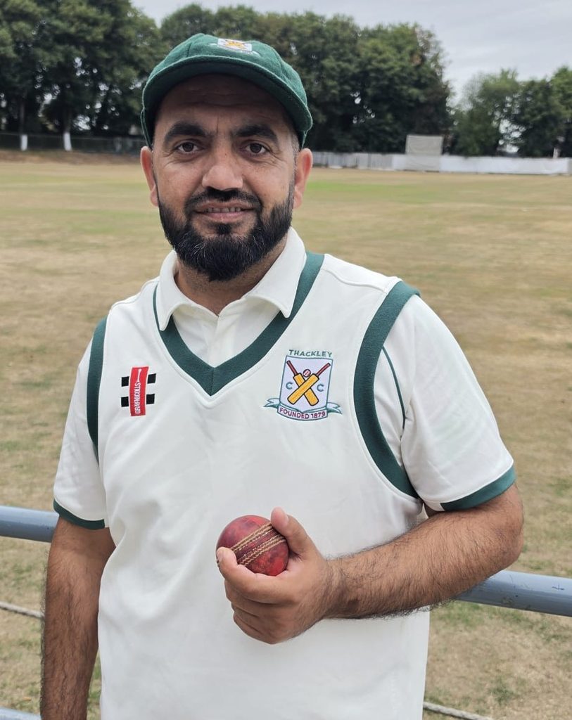 Raja Kashif Nathia United CC 8 overs 5 for 23